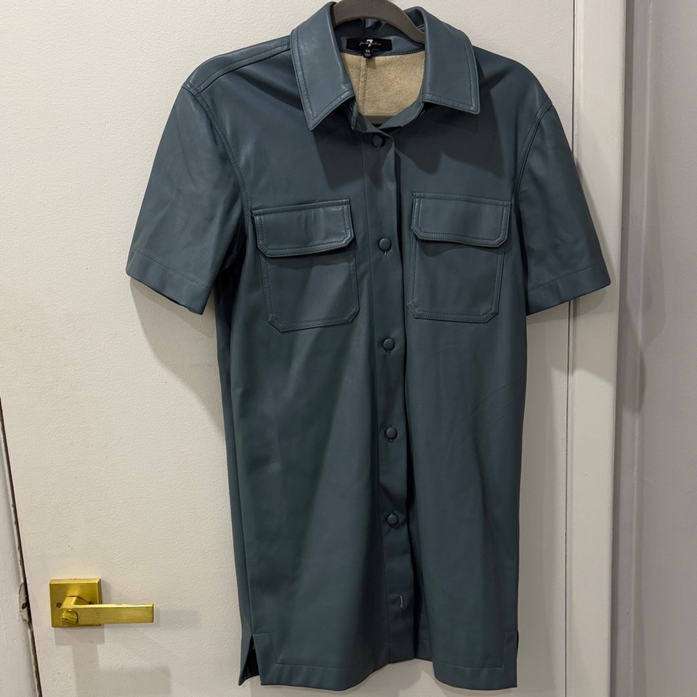 7 For All Mankind Leather mini dress in Blue/grey like new